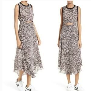 A.L.C NWOT Sandra Black Floral Silk Cutout Midi Dress Size 8